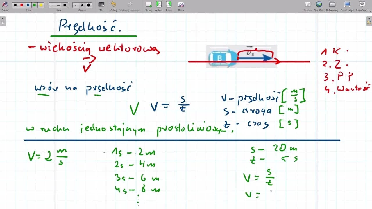 Sprawdzian fizyka: jak opisujemy ruch - przykłady i pytania do nauki